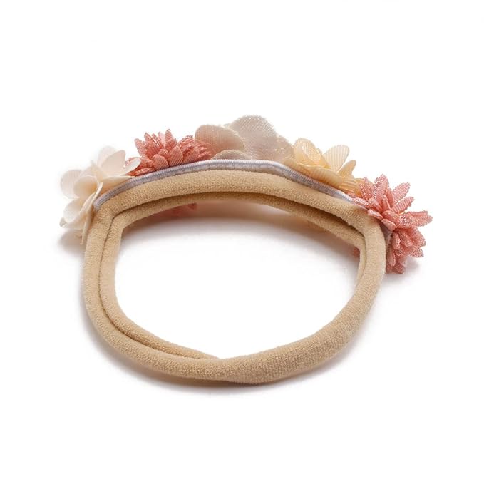 XuoAz Baby Girls Floral Headbands Set-Flower Crown Elastic Hairband for Newborn Toddler Hair Accessories (Pack of 3)