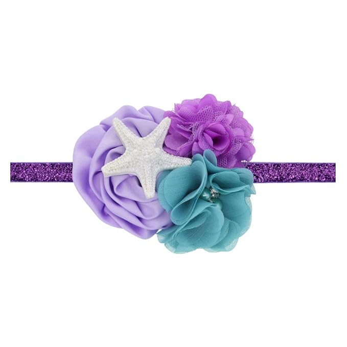 JustMyDress Baby Starfish Mermaid Headbands with Flower Hairband Girls Hair Accessories JB321 (Purple Flower)