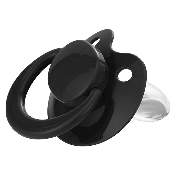 Adult Sized Pacifier Bigshield : Replacement Silicone Paci Big Teat for Anxiety Release - Orthodontic Binky Taken Apart and Re-Assembled Black