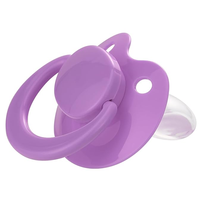 Adult Sized Pacifier Bigshield : Replacement Silicone Paci Big Teat for Anxiety Release - Orthodontic Binky Taken Apart and Re-Assembled Purple