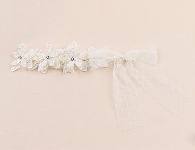 White Lace Flower Headband for Baby Girls Toddler Christening Baptism Hairband Soft Lace Floral Birthday Party Hair Accessories for Newborn Infants Kids (Style 1, One size)