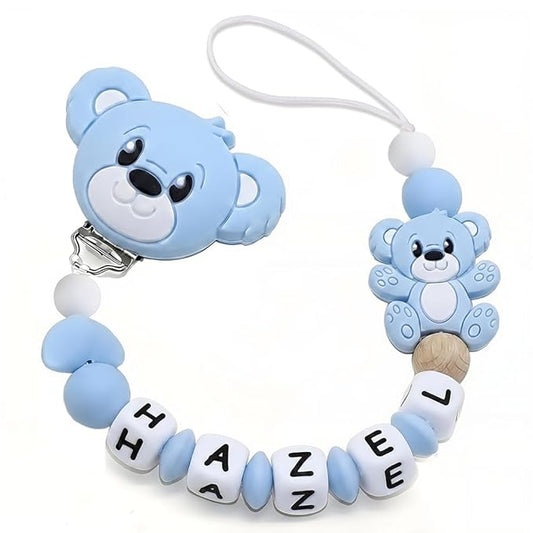 Handmade Pacifier Clip for Boy Silicone Bear Clip Pacifier Holder for Baby Boys and Girls Birthday Gift