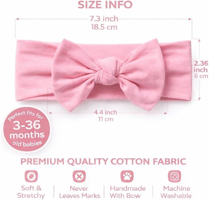 Baby Girl Headbands-Infant,Toddler Cotton Handmade Hairbands with Bows Child Hair Accessories
