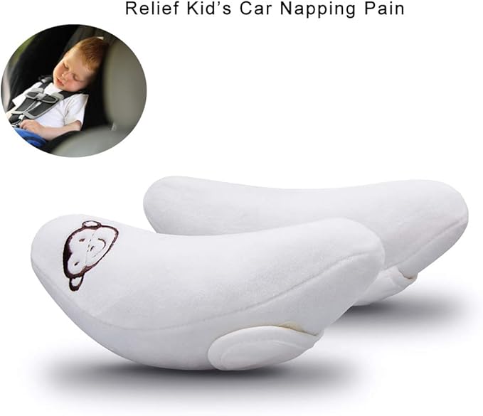 Inchant Adjustable Baby Soft Head Neck Support - Children Travel Car Seat Safety Pillow Cushion, Banana Pillow Stroller Head Support for Toddlers Infants Child - White