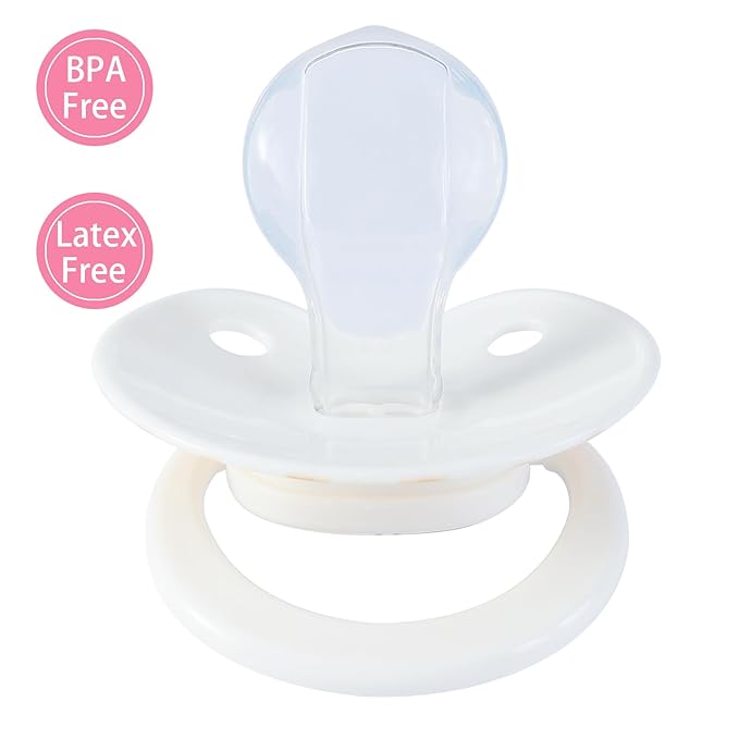 Cute Adult Size Pacifier: Big Shield Paci for Anxiety - Pretty Soft Silicone Nipple for Sleep - Butterfly Bows Large Binky for Autism with Case