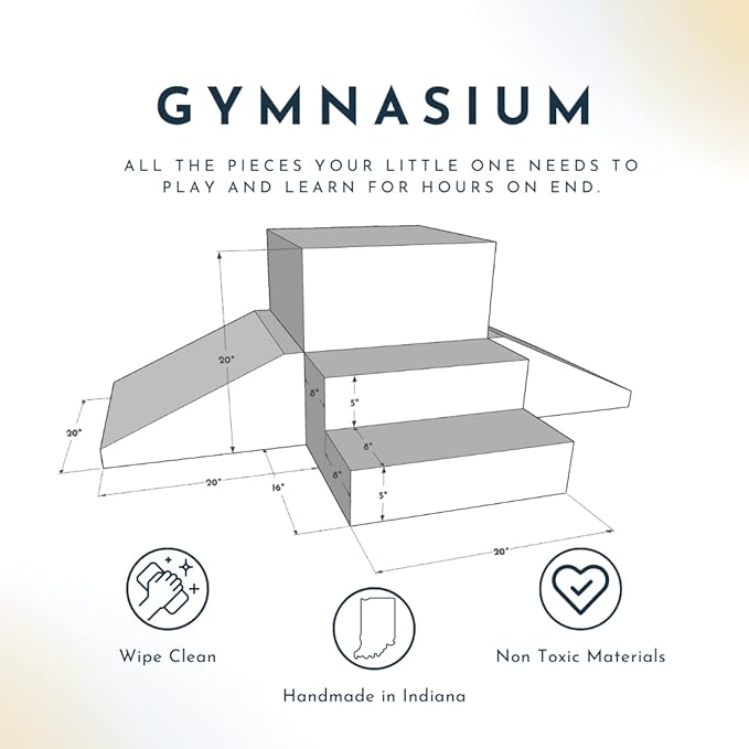 Foamnasium Gymnasium, Indoor Foam Playset, 4 Piece Soft Toddler and Active Kids Play Foam Climber for Crawling, Climbing, Sliding and Jumping, Made in The US, Enhanced Crimson