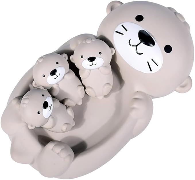 Miracland Otter Bath Toy Set - Mother and 3 Baby Otters, Lovely Family Tub Toy, Parent-Child Floating Water Toy, Soft Squeeze Bathtub Toy for Babies
