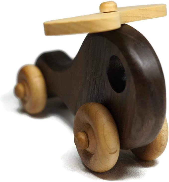 Wooden Toy Helicopter Push Toy – Handmade Natural Wood Helicopter for Toddlers & Kids, Classic Gift Toy for Everyday Play