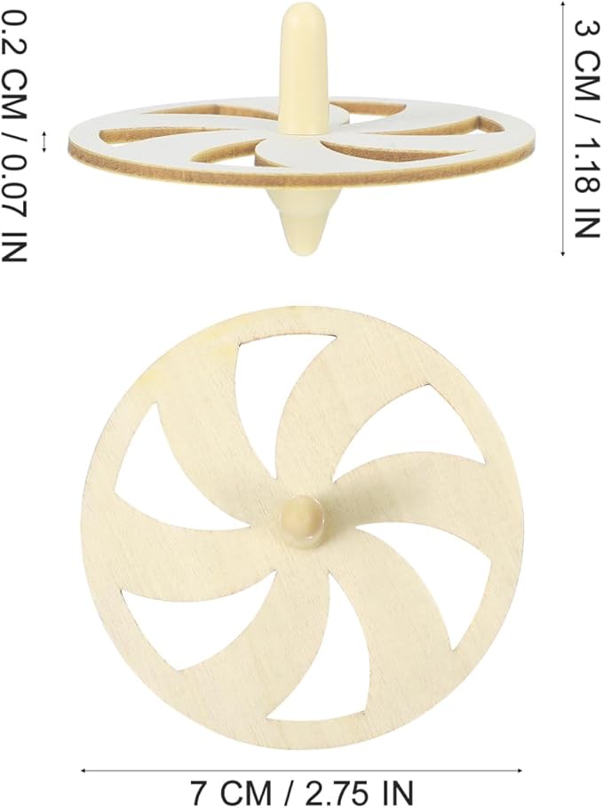 Toyvian 40 Piece Wooden Spinning Tops Fidget Crafts Party Favors for Kids 4-8 - Unfinished Wood DIY Gyroscope Bulk Kids Toys