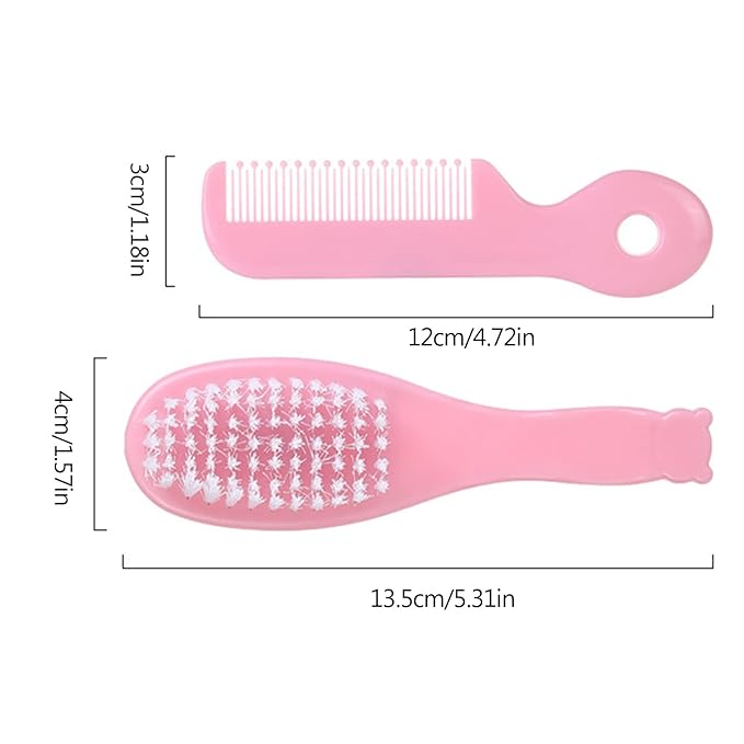 Brush & Comb Set Children Hair Brush Soft Nylon Bristle Caps Hair Brush For Toddler Infant Head Massage, Green