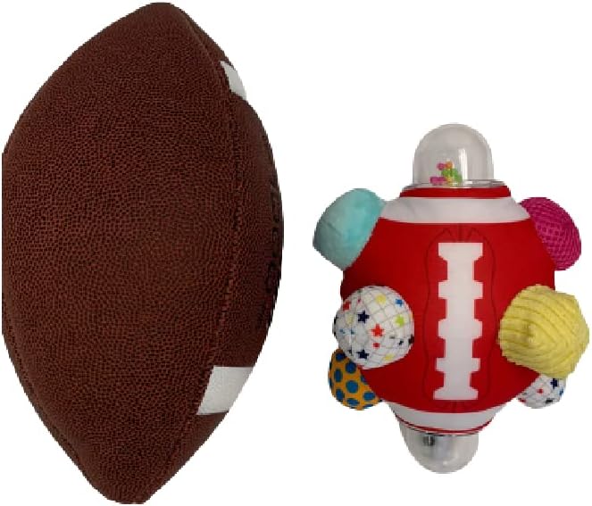 Football Bumpy Ball for Baby Cognitive Developmental, Baby Boys & Girls - Newborn to 36 Months Sensory Football Rattle Toy