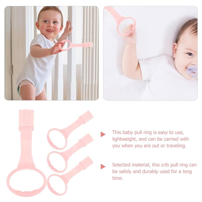 Toddmomy 4Pcs Baby Pull up Rings Nursery Crib Hand Pull Rings Infant Standing Assist Lightweight Portable Baby Standing Safety Ring for Walking Exercise
