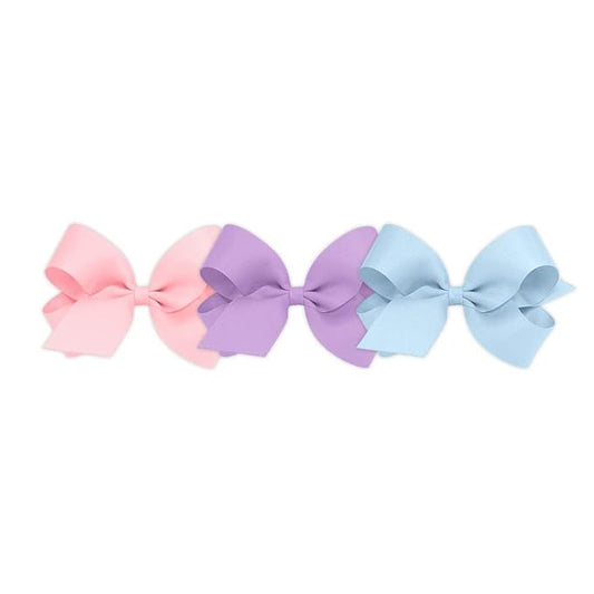 Wee Ones Girls' 3 pc Set Solid Grosgrain Variety Pack on a WeeStay No-Slip Hair Clip, Large, Light Pink, Light Orchid, Millennium Blue