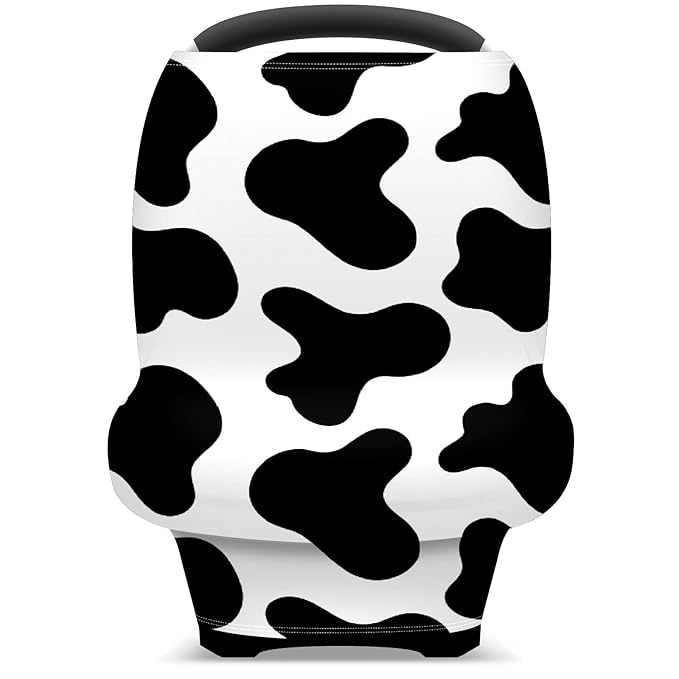 Baby Car Seat Stroller Covers Black Cow Spot Print Nursing Cover Breastfeeding Scarf Soft Breathable Stretchy Coverage Carseat Canopy Cover for Boys and Girls Soft Breathable Multi Use
