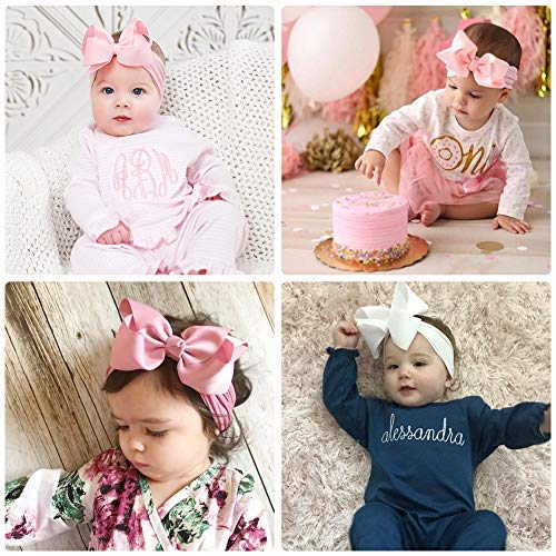 Yxiang 20pcs Baby Headbands with 6" Big Elastics Nylon Ribbon Bows Hair Accessories for Newborns, Infants, Toddlers, Kids