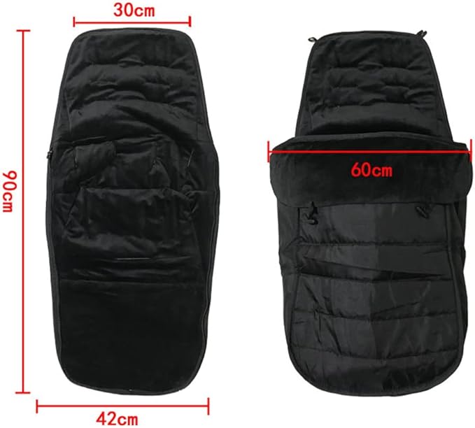 Winter Warm Thick Fleece Baby Stroller Sleeping Bag Detachable Universal Waterproof Toddlers Bunting Bag Double Zipper Closure Windshield Footmuff Newborn Infants Swaddle Pram Wrap, Black, BUNBAG09