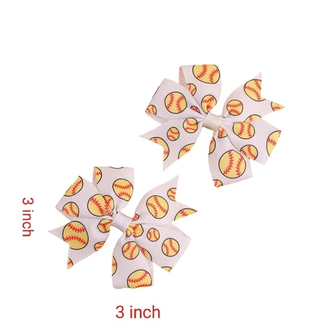 3Inch Hair Bows for Baby Girls，Back to School Pinwheel Bows Grosgrain Ribbon Toddler Bows Clips Hair Barrettes Accessories for Girls (2PCS Ball Hair Bows) (soccer)
