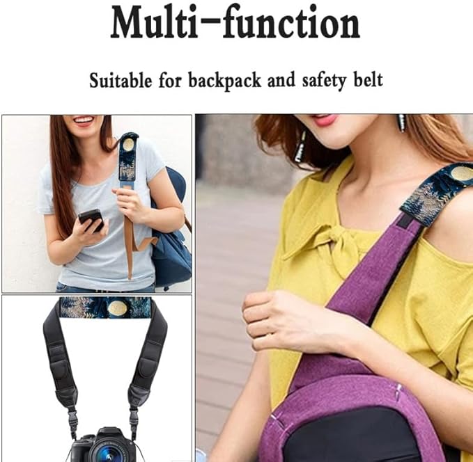 Retro Forest Moon Set of 2 Pcs Car Seat Belt Pads Paper-Cut Art Line Pine Tree Auto Seat Belt Cover Protects Shoulder Car, Truck, SUV, Backpack Strap Shoulder Pad