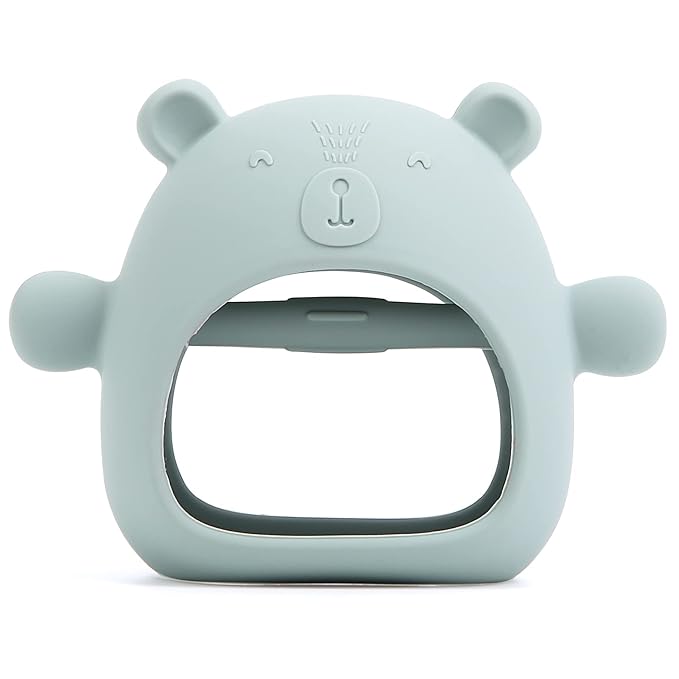 Silicone Baby Teether Toy for Infants 3+ Months, Anti-Drop Silicone Baby Mitten Teether for Soothing Teething Pain Relief, Baby Chew Toys for Sucking Needs, BPA Free, Moody Blue