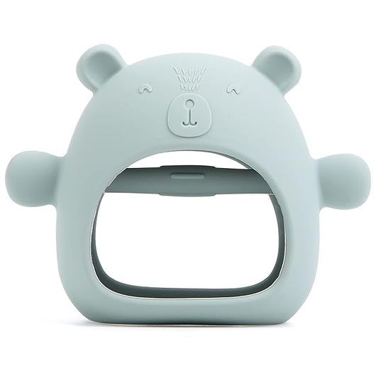 Silicone Baby Teether Toy for Infants 3+ Months, Anti-Drop Silicone Baby Mitten Teether for Soothing Teething Pain Relief, Baby Chew Toys for Sucking Needs, BPA Free, Moody Blue