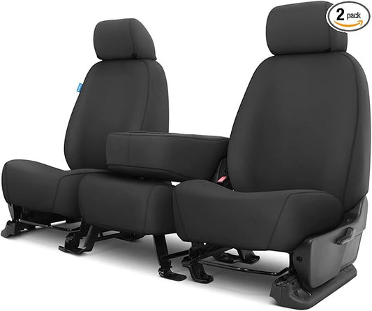 Covercraft SS3359PCCH Custom-Fit Front Bench SeatSaver Seat Covers - Polycotton Fabric, Charcoal Black