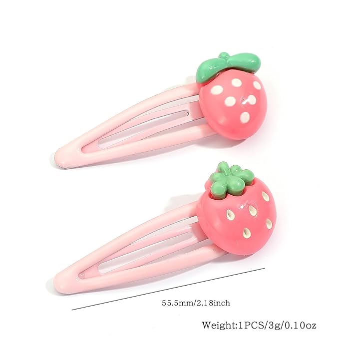 Strawberry Snap Clips Baby Girls Fruit Hair Bow Clips Strawberry Hair Ring Tie BBW24 (5 Pcs-B1)