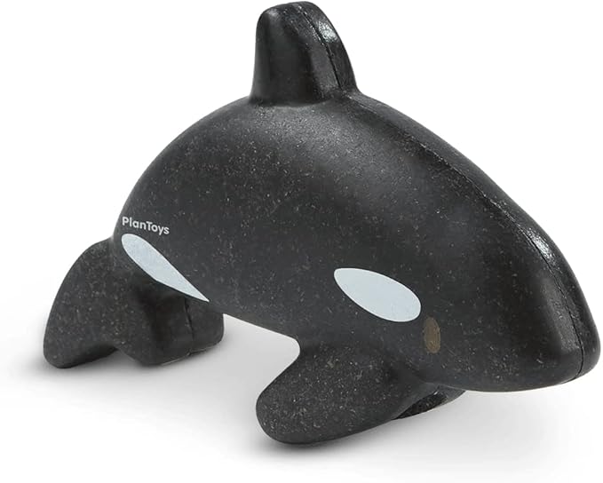 PlanToys® Wooden Orca Whale Bath Toy | Montessori Water Play Toy for Sensory Exploration and Cause Effect Learning | Eco Friendly Ocean Animal Toy