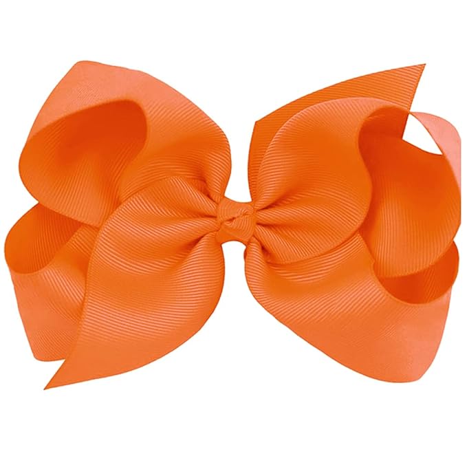 Oaoleer Big Hair Bows for Girls 12 PCS 6" Orange Grosgrain Ribbon Large Boutique Bow Alligator Clips Hair Accessories for Toddlers Little Girls Kids