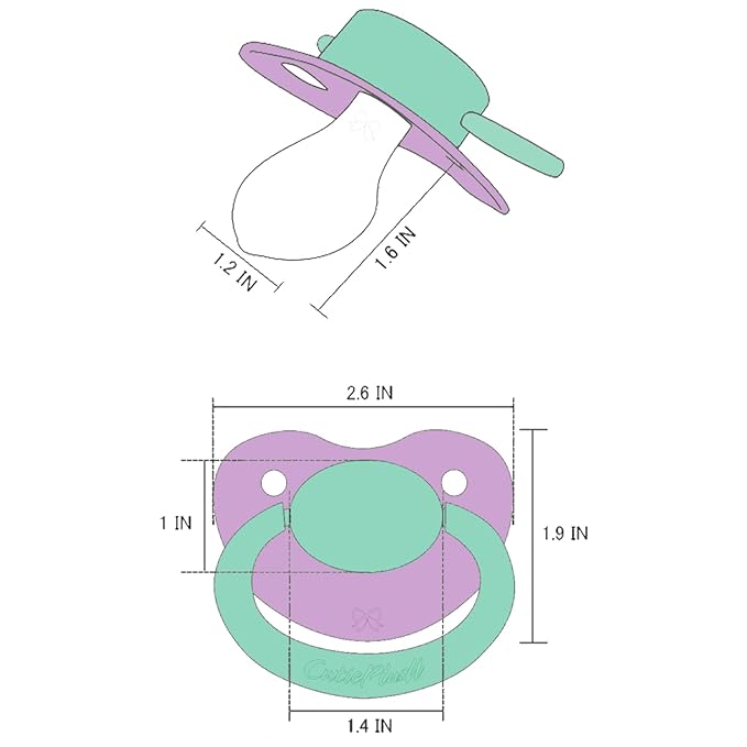 CutiePlusU Big Sized Pacifier Large Shield White Purple Pink
