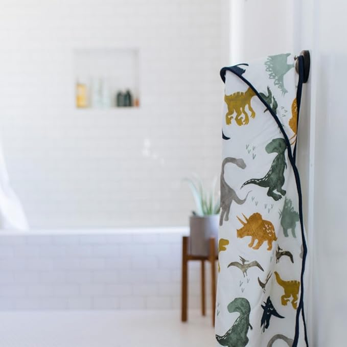 Little Unicorn Premium Infant Hooded Bath Towel| Soft & Absorbent Cotton & Terry Fabric for Newborns (Dino Friends)