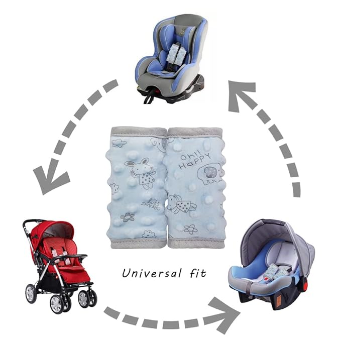 DODO NICI car seat Strap Cover for Baby, seat Belt Cover Cushion, Belt Pads fit Baby Carrier/Pushchair/Stroller, Cozy Peace Dotted Minky, Blue