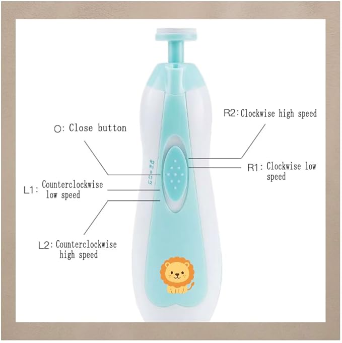 NEW Baby Nail Trimmer Safe (Lion) – Quiet & Safe Nail File for Newborn, Infant & Toddler – Lion & Butterfly Design – Painless, Safe, and Electric for Baby Boy or Girl – Blue (Lion)