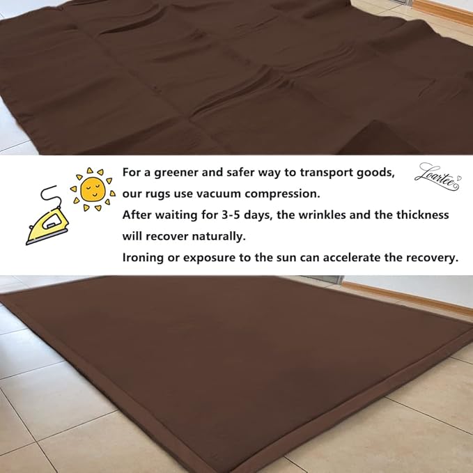 Loartee Nursery Rug Coral Velvet Crawling Rugs Mat Area Rugs Play Crawling Mat(4'11"x6'7", Coffee) for Toddler Children Play Mat Yoga Mat Exercise Pads Carpet