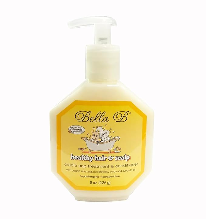 BELLA B GIFT SET Organic Cradle Cap Shampoo & Conditioner Treatment for Babies 8oz, Natural Ingredient Baby Shampoo with Complete Care Set for Baby Cradle Cap | Baby Hair Conditioner for Toddler