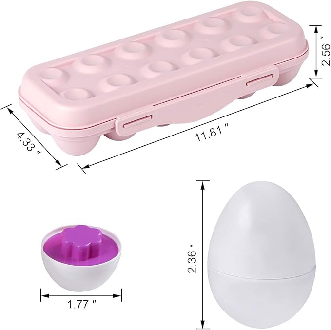Hhyn Color Shape Matching Eggs for Toddlers, Preschool Learning Educational Sorting Easter Eggs Toys Gift Recognition Skills for Kids Boys Girls with Pink Eggs Holder, 12 Eggs