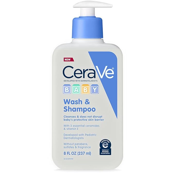 CeraVe Baby Wash & Shampoo | 2-in-1 Tear-Free Baby Wash, Paraben & Baby Cream | Gentle Moisturizing Cream with Ceramides & Baby Lotion | Gentle Baby Skin Care with Ceramides
