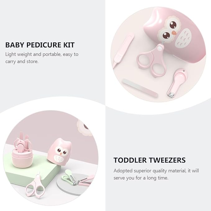 Baby Nail Care Kit with Infant Fingernail Clippers Scissors and Tweezers Lightweight Portable Grooming Set for Newborns and Toddlers 4.25 Inch Manicure Tools