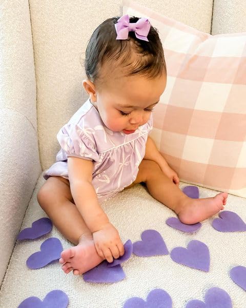 Wee Ones Girls' Classic Grosgrain Hair Bows with Plain Wrap Center, No-Slip Hair Clip, Handmade, Light Orchid, Tiny