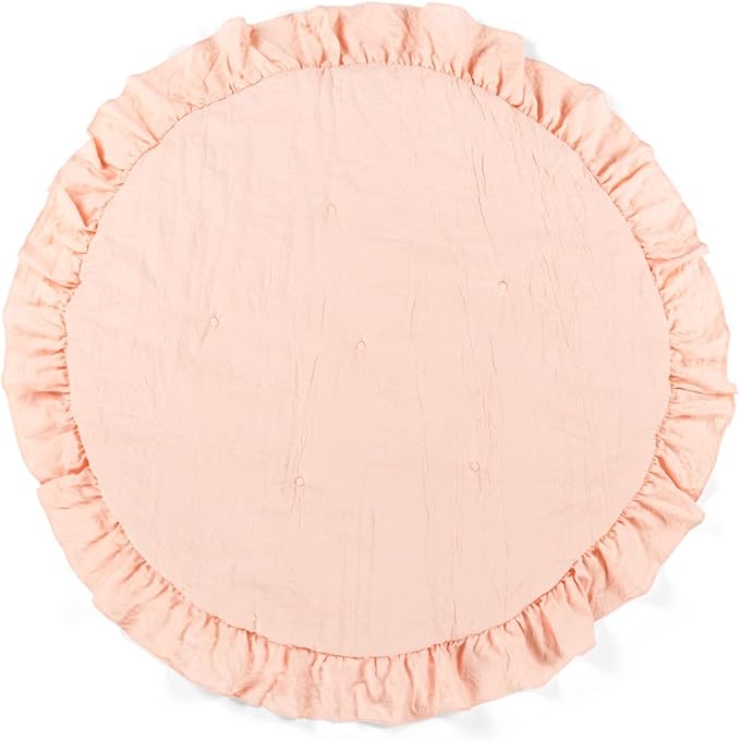 Lush Decor Baby Round Ruffle Play Mat 36" Diameter Blush - Tummy Time Mat - Pink Playmat - Baby Play Mats for Floor - Girl Nursery Decor