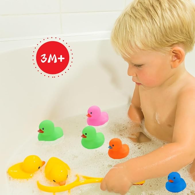 50 Pcs Multicolor Mini Rubber Ducks Baby Bath Toy ,Children Squeak and Float Colored Small Ducks in Bulk Toddlers Shower Duck Decorations Party Favors