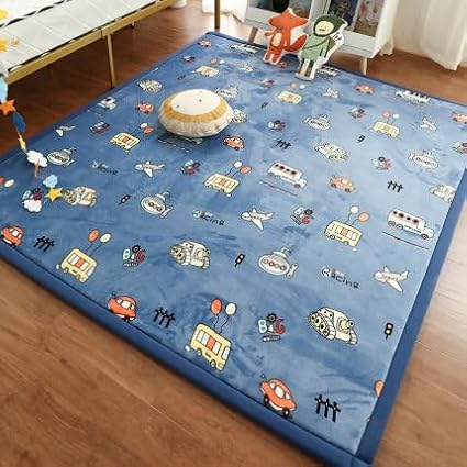 Coral Velvet Play Mat,Yoga Mat Exercise PadsAnti Slip Floor Carpet, for Bedroom, Classroom Soft Indoor Modern Area Rugs -H-60 * 180cm