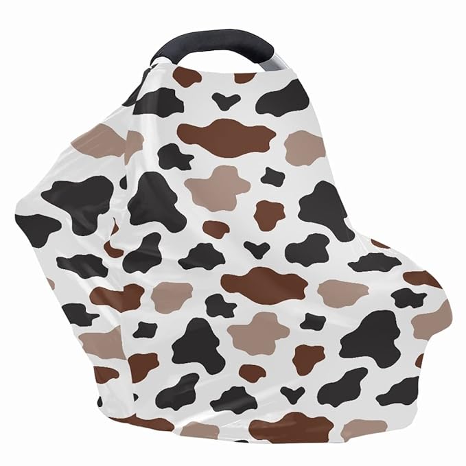 KIDVOVOU Colorful Cow Printed Car Seat Covers for Babies - Multi- use Nursing Carseat Canopy, Breastfeeding Covers, Baby Gifts for Boys and Girls