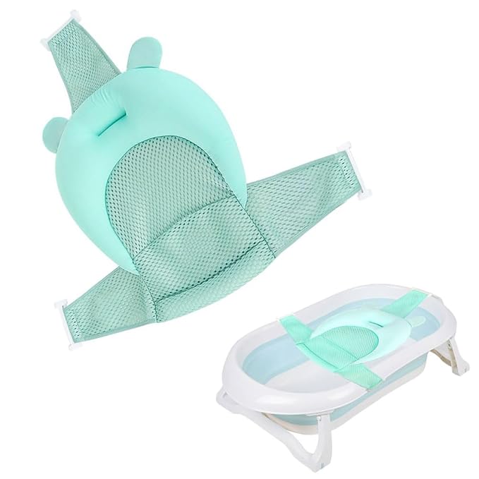 Baby Bath Seat Support Net Soft Infant Bathing Seat Support Mat Suspension Shower Pad Adjustable Non-Slip Newborn Bathtub Sling Mat Baby Sink Bather Tub Shower Net Bathtub Sit Up Mesh 0-6 Month