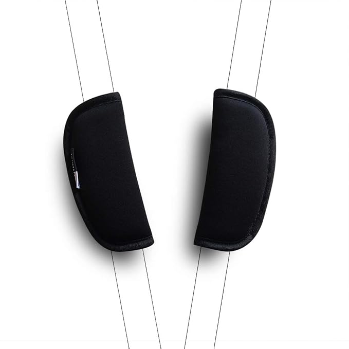 2 Piece Seat Belt Strap Covers for Stroller Shoulder Pad for Baby Pushchair Car Seat (Balck)