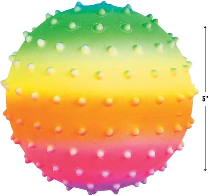 Fun Express 5" Rainbow Spike Balls – Vibrant Educational Toys for Kids Ideal for Sensory Play – Learning Activities Hand-Eye Coordination and Motor Skill Development – Assorted Colors – 12 Pieces