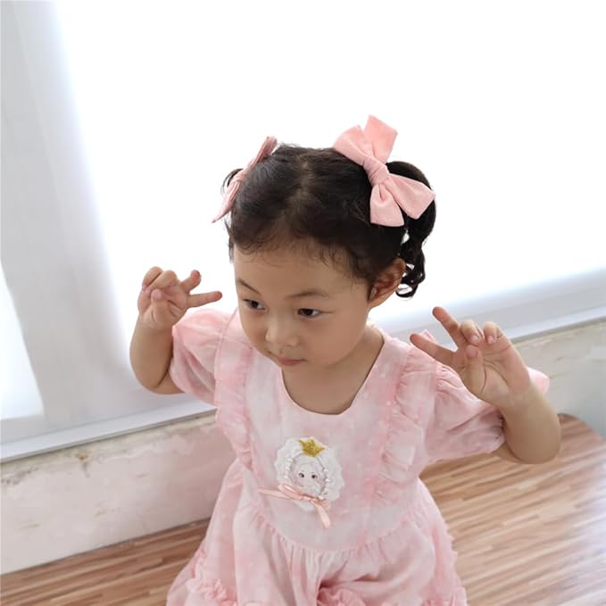 12 PCS Linen Bow Hair Clips for Baby Girls Hair Bows Alligator Clips Accessories Infants Toddler Kids Hairgrips (Assorted B)