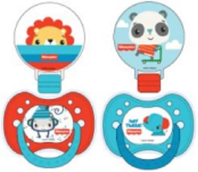 Cudlie Accessories Fisher Price Orthodontic Pacifier and Holder Set, BPA Free, 0m+