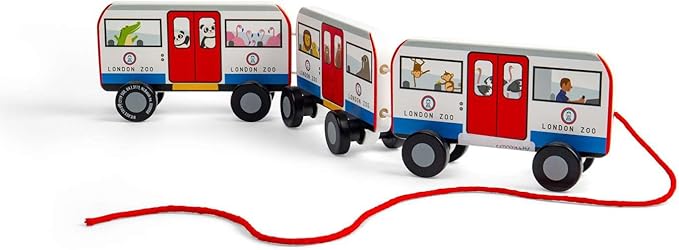 Bigjigs Toys London Pull Along Tube Wooden Pull Along Toy for Children, Sustainably Made Baby & Toddler Gifts, from 18 Months