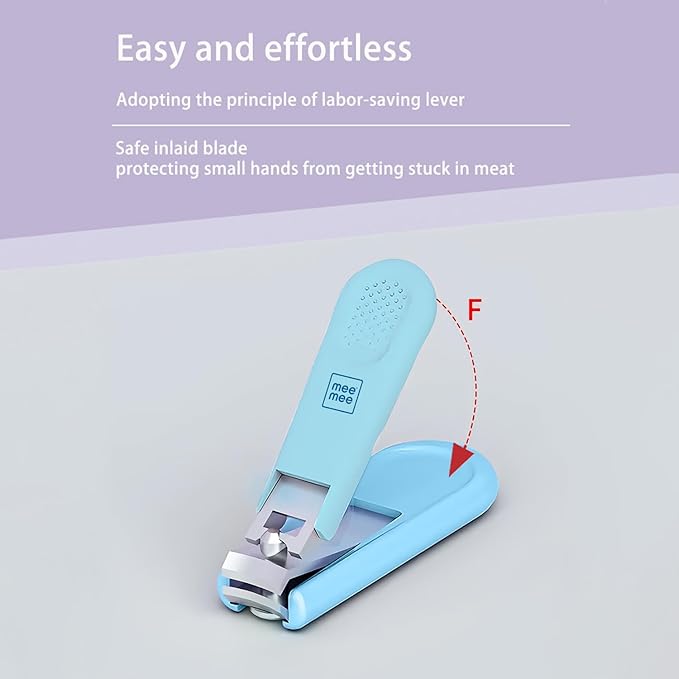 Mee Mee Baby Grooming Kit - Nail Clipper, Nail Filer, Scissors, and Small Tong for Safe and Easy Grooming (Blue)