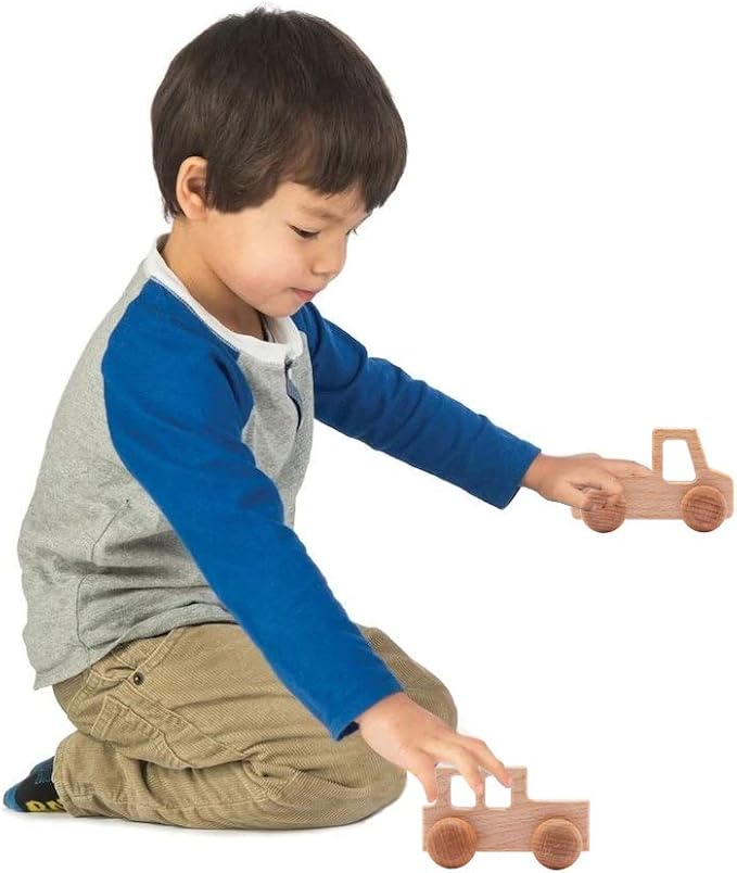 2PC Truck Shape Wooden Rattles Baby Teether Toys Montessori Inspired Teething Push Toys Perfect Shower Gift for Baby